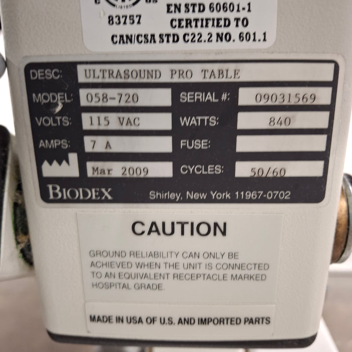 Biodex 058-720 Ultrasound Pro Table