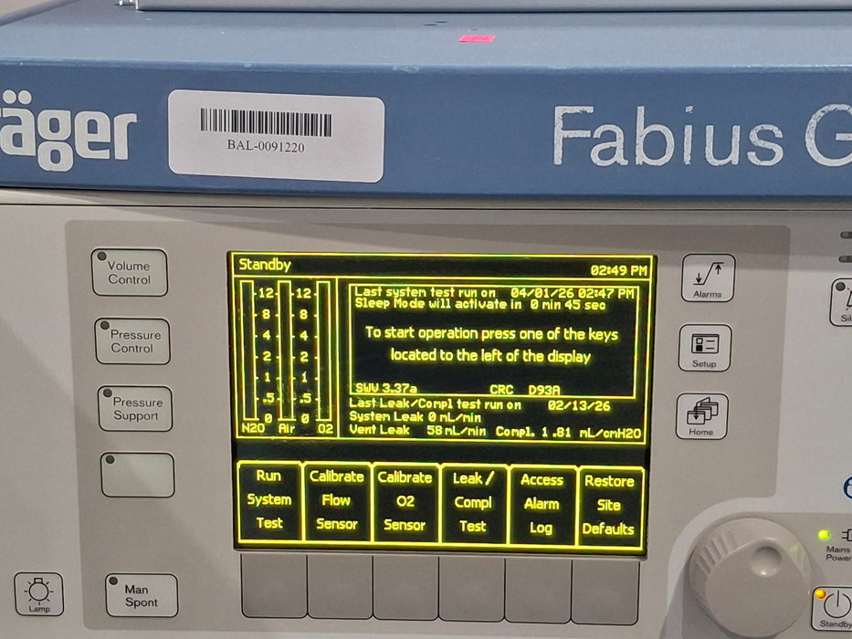 Draeger Medical Fabius GS Anesthesia Machine