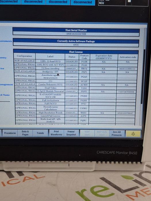 GE Healthcare Carescape B450 Neonatal Care Patient Monitor
