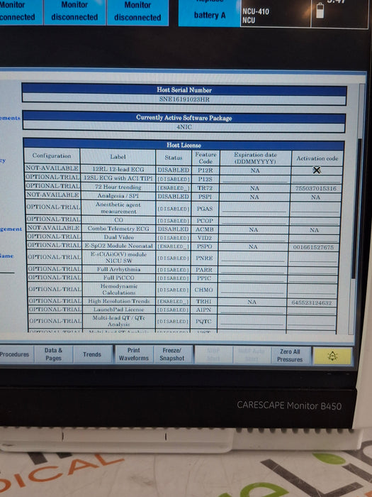 GE Healthcare Carescape B450 Neonatal Care Patient Monitor