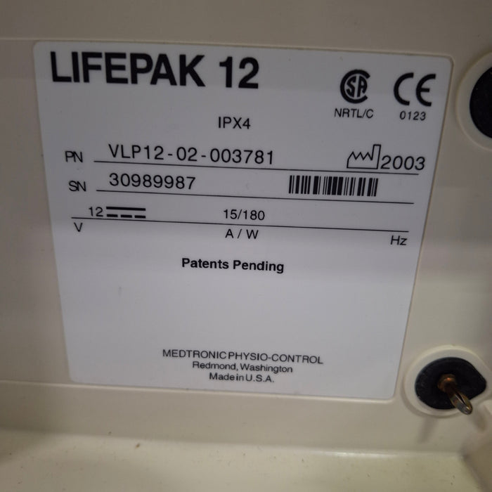 Physio-Control LifePak 12 3-Lead Defibrillator
