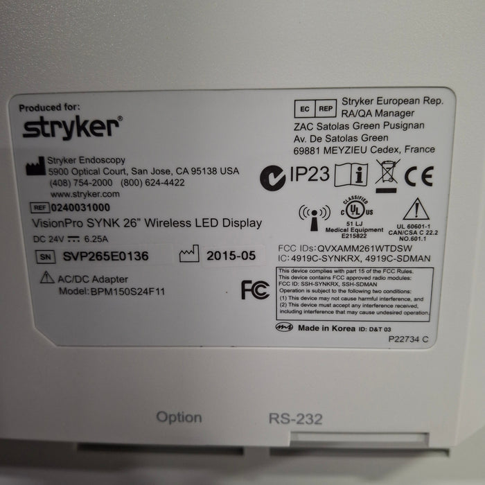 Stryker VisionPro SYNK 26 Wireless LED Display