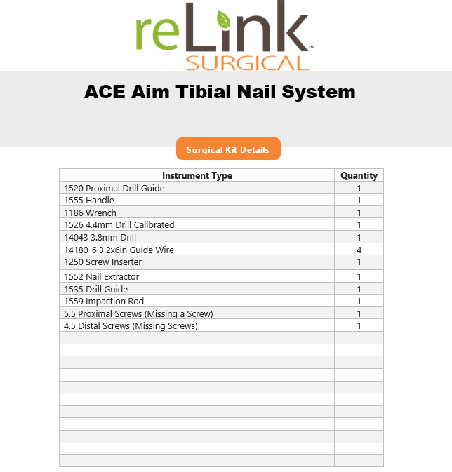 Ace 1500 AIM Tibial Nail System