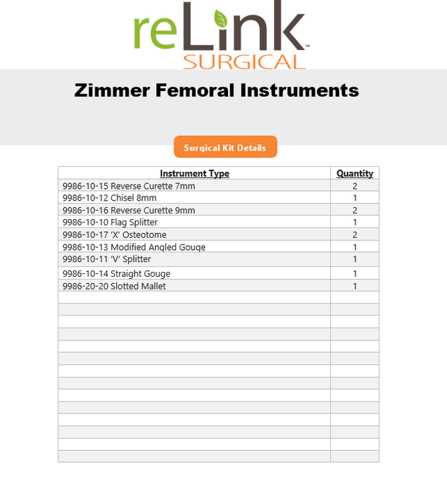 Zimmer Femoral Instruments