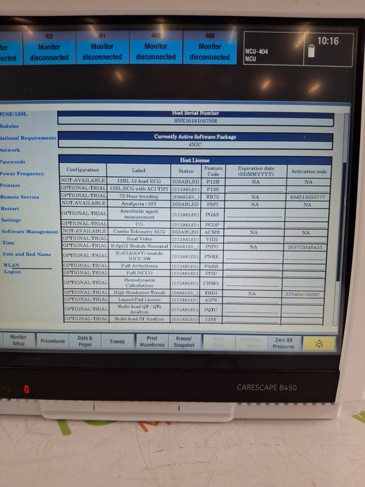 GE Healthcare Carescape B450 Neonatal Care Patient Monitor