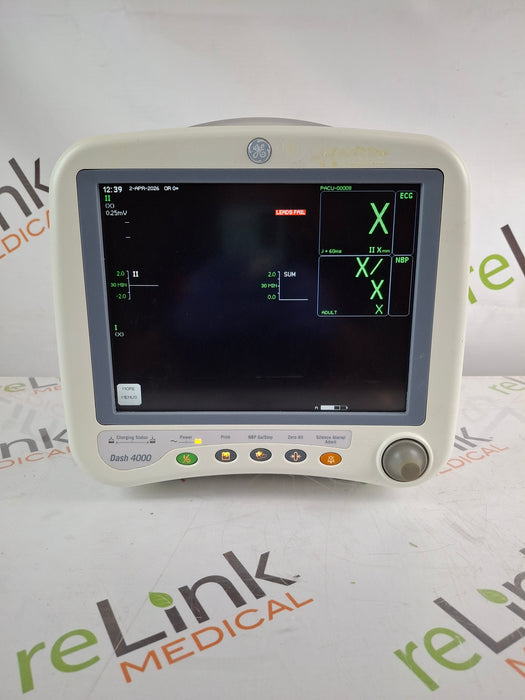 GE Healthcare Dash 4000 - Masimo SpO2 Patient Monitor