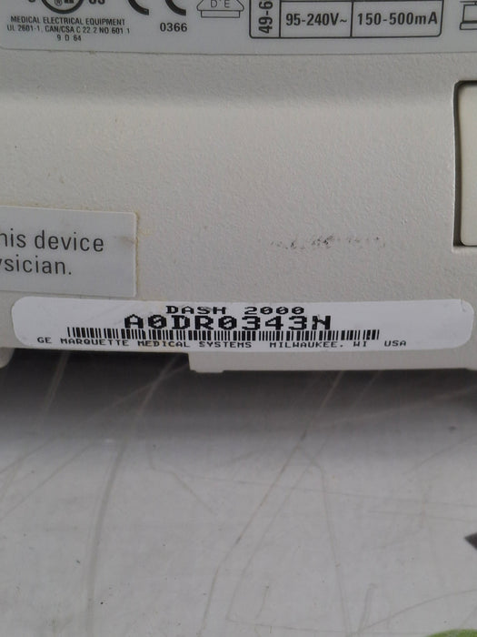 GE Healthcare Dash 2000 Patient Monitor