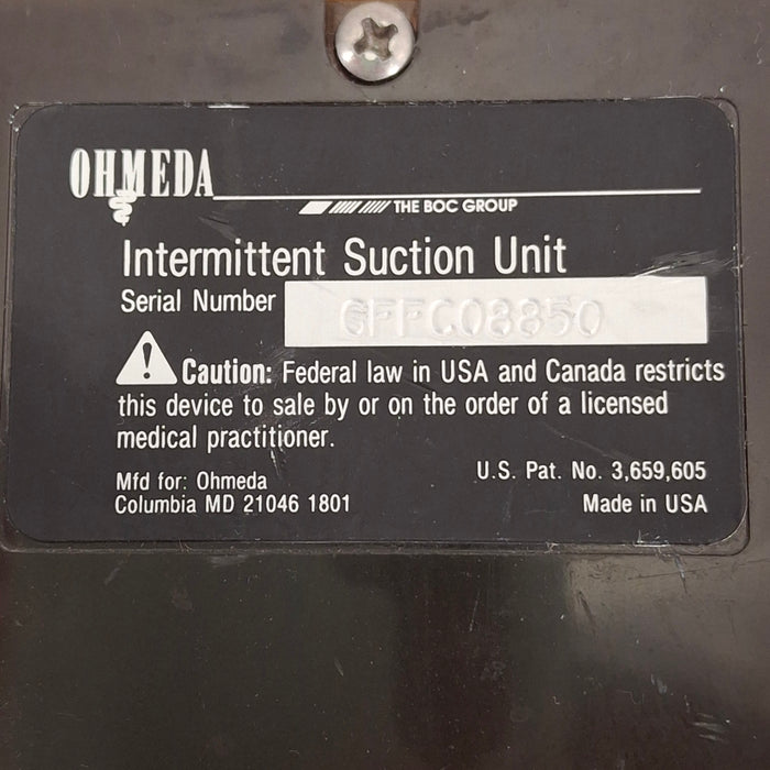 Ohmeda Medical 200 Intermittent Suction Unit