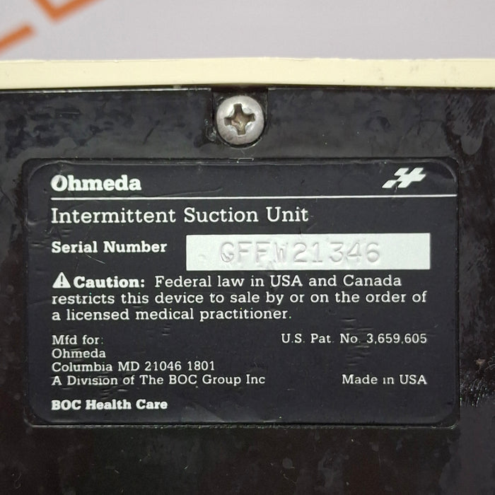 Ohmeda Medical 200 Intermittent Suction Unit