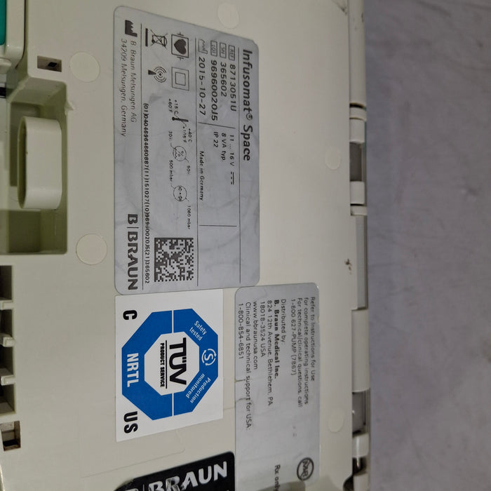 B. Braun Infusomat Space w/Pole Clamp & AC Adapter Infusion Pump