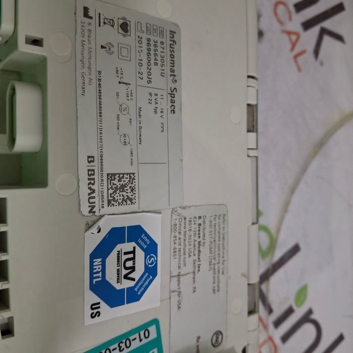 B. Braun Infusomat Space w/Pole Clamp & AC Adapter Infusion Pump