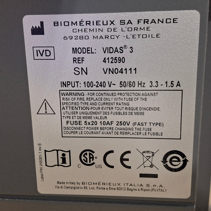 BioMerieux VIDAS 3 Fully automated benchtop immunoassay system