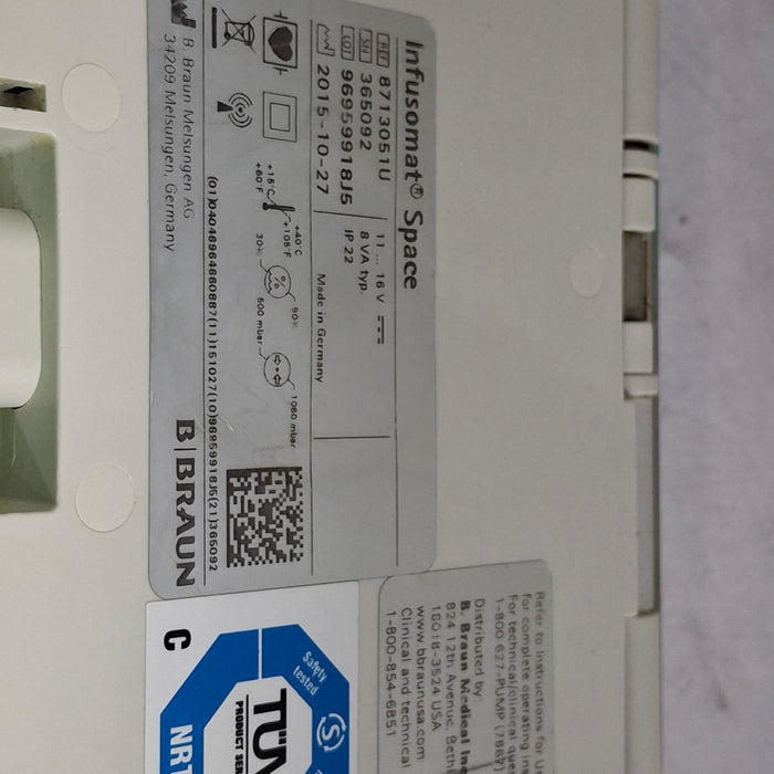 B. Braun Infusomat Space w/Pole Clamp & AC Adapter Infusion Pump