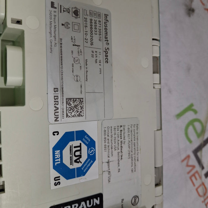 B. Braun Infusomat Space w/Pole Clamp & AC Adapter Infusion Pump