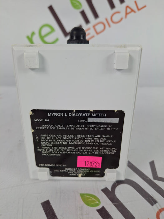 Myron L Company Myron L Company D-1 Dialysate Meter Dialysis reLink Online