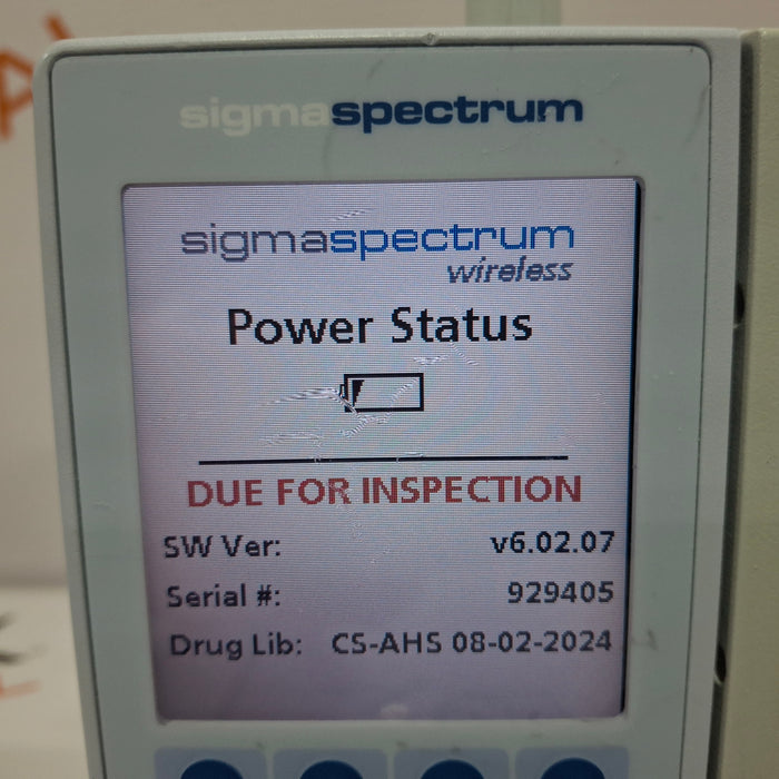 Baxter Sigma Spectrum 6.02.07 with B/G Battery Infusion Pump