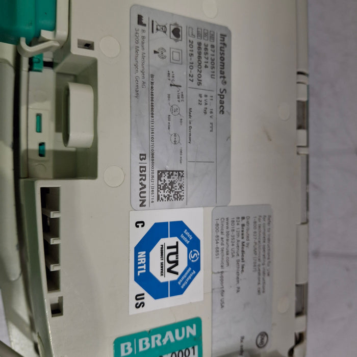 B. Braun Infusomat Space w/Pole Clamp & AC Adapter Infusion Pump