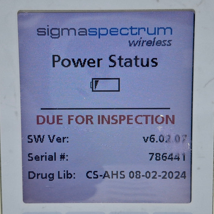 Baxter Sigma Spectrum 6.02.07 with B/G Battery Infusion Pump