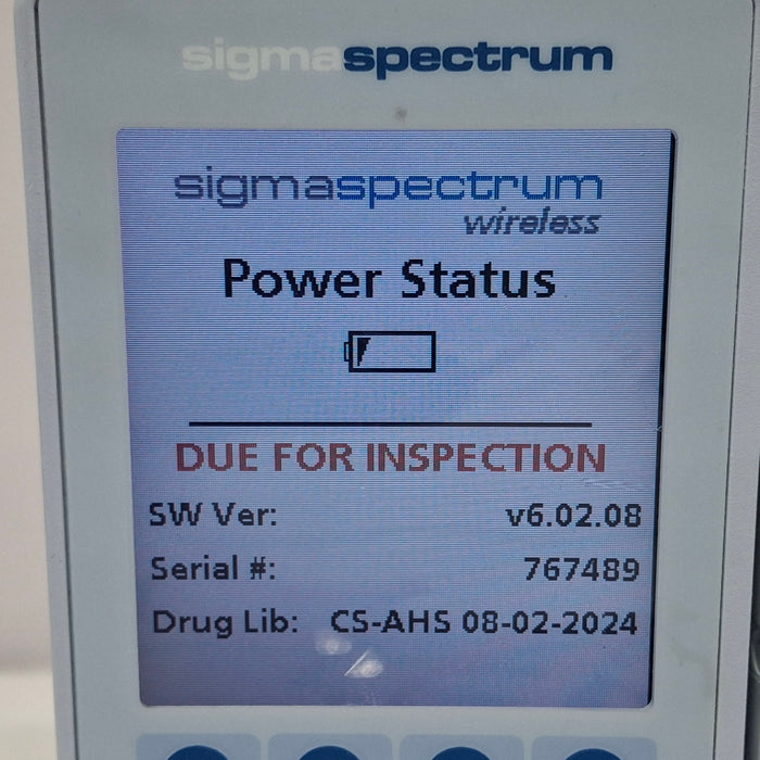 Baxter Sigma Spectrum 6.02.08 with B/G Battery Infusion Pump