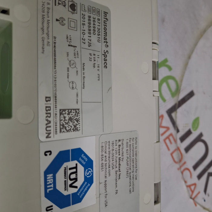 B. Braun Infusomat Space w/Pole Clamp & AC Adapter Infusion Pump