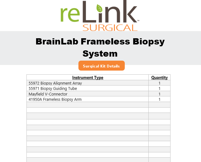 Brainlab, Inc. Frameless Biopsy System