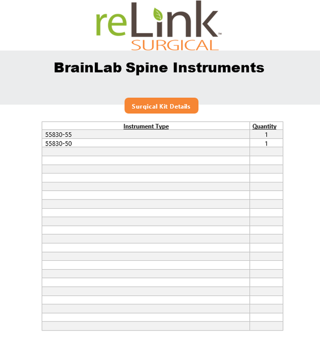 Brainlab, Inc. Brainlab, Inc. Spine Instruments Instrument Set Surgical Sets reLink Online