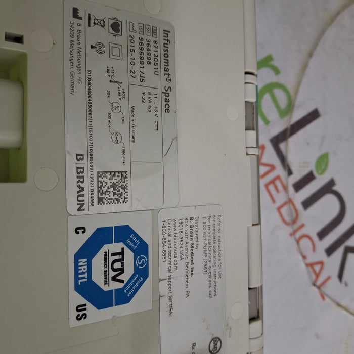 B. Braun Infusomat Space w/Pole Clamp & AC Adapter Infusion Pump