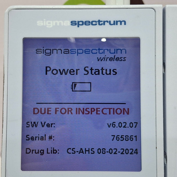 Baxter Sigma Spectrum 6.02.07 with B/G Battery Infusion Pump