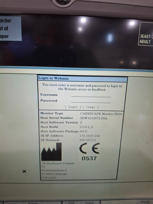GE Healthcare Carescape B650 Critical Care Patient Monitor