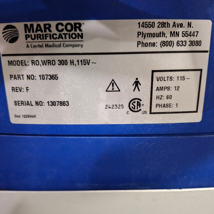 Mar Cor Purification RO, WRO 300H, 115V Rover, Dialysis Water Transport System