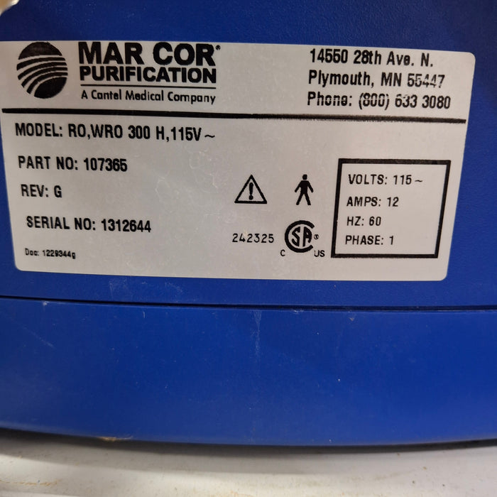 Mar Cor Purification RO, WRO 300H, 115V Rover, Dialysis Water Transport System