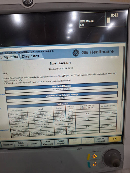 GE Healthcare Carescape B650 Critical Care Patient Monitor