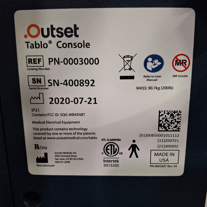 Outset Medical Tablo Console Hemodialysis System