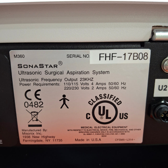Misonix, Inc. SonaStar Ultrasonic Aspirator