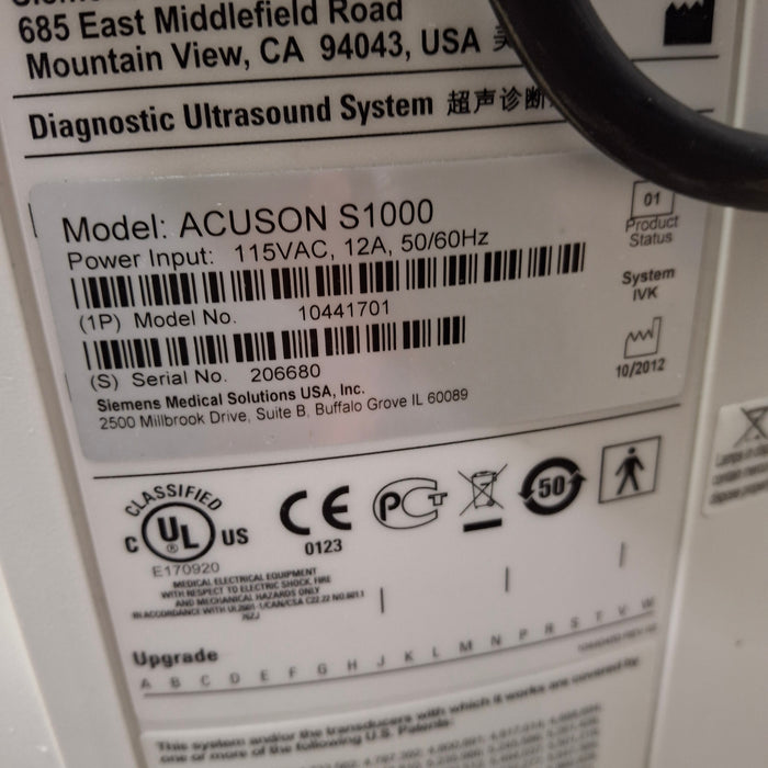 Siemens Acuson S1000 Ultrasound