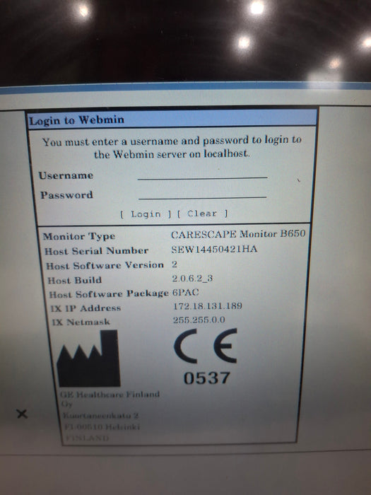 GE Healthcare Carescape B650 Post Anesthesia Care Patient Monitor