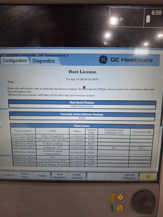 GE Healthcare Carescape B650 Post Anesthesia Care Patient Monitor