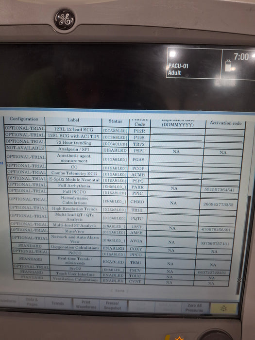 GE Healthcare Carescape B650 Post Anesthesia Care Patient Monitor