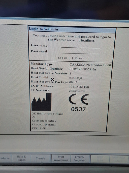 GE Healthcare GE Healthcare Carescape B650 Critical Care Patient Monitor Patient Monitors reLink Online