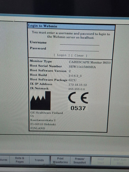 GE Healthcare Carescape B650 Critical Care Patient Monitor