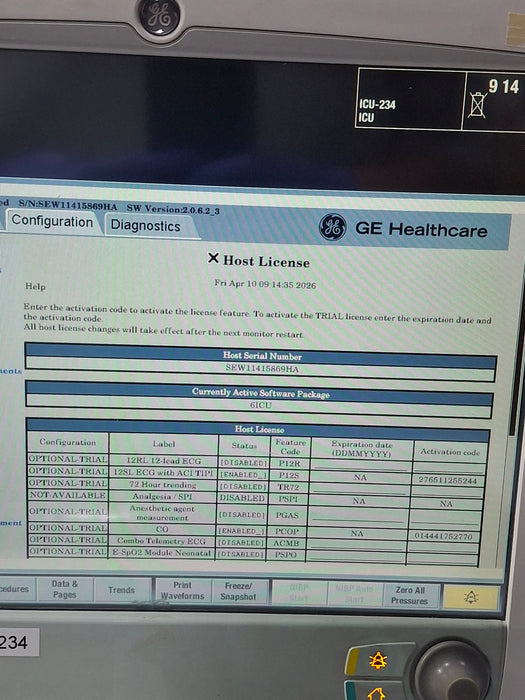 GE Healthcare Carescape B650 Critical Care Patient Monitor