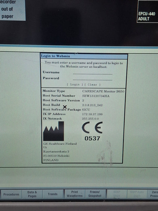 GE Healthcare GE Healthcare Carescape B650 Critical Care Patient Monitor Patient Monitors reLink Online