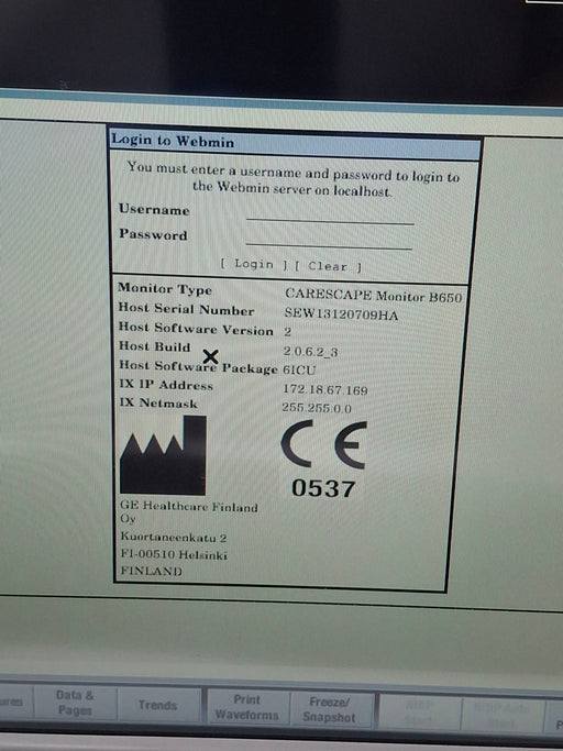 GE Healthcare GE Healthcare Carescape B650 Critical Care Patient Monitor Patient Monitors reLink Online