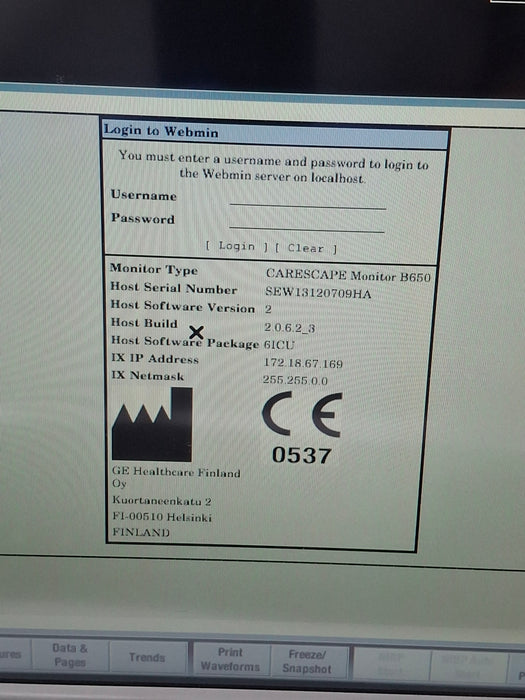 GE Healthcare GE Healthcare Carescape B650 Critical Care Patient Monitor Patient Monitors reLink Online