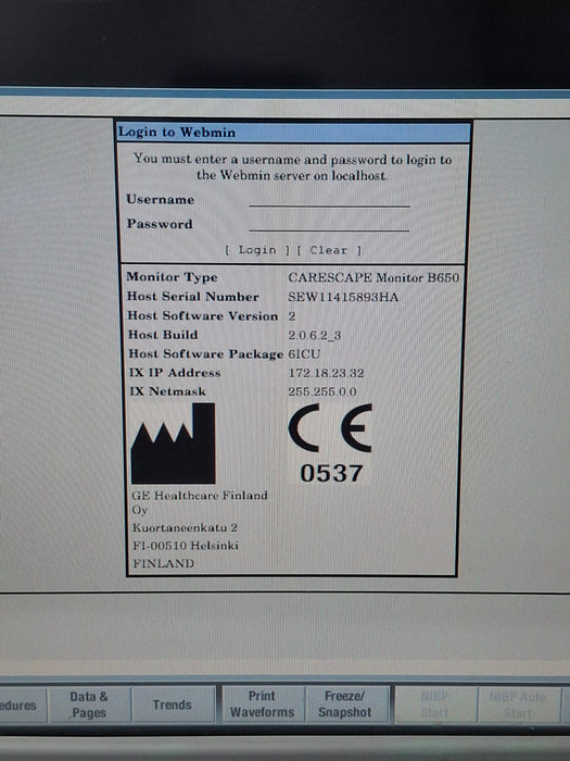 GE Healthcare Carescape B650 Critical Care Patient Monitor