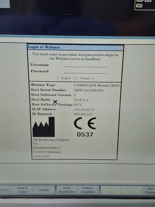 GE Healthcare Carescape B650 Critical Care Patient Monitor