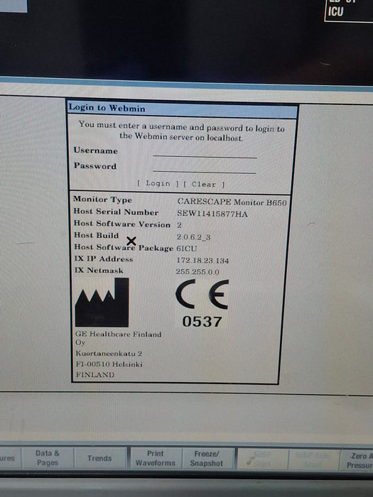 GE Healthcare GE Healthcare Carescape B650 Critical Care Patient Monitor Patient Monitors reLink Online
