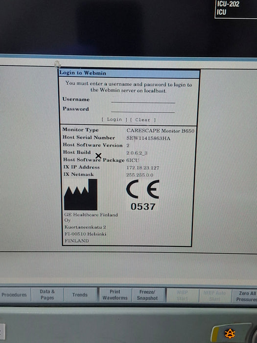GE Healthcare Carescape B650 Critical Care Patient Monitor