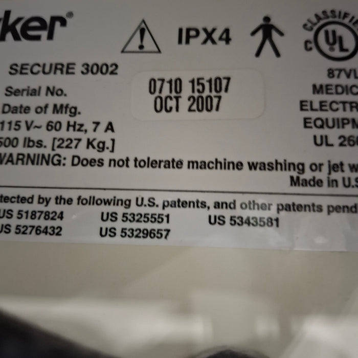 Stryker Secure II 3002 Hospital Bed