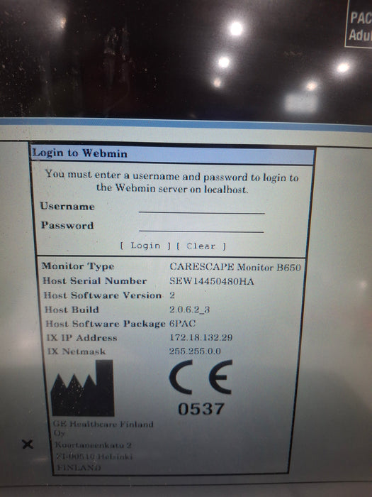 GE Healthcare Carescape B650 Post Anesthesia Care Patient Monitor
